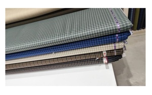 Tissu en polyester et coton à motif pied-de-poule, tissé, pour confection de costumes, chemises, vêtements, et rouleaux de tissu pour la couture. - Product Image 3