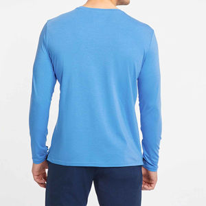Cotton Polyester T-<b>shirts</b> Wholesale Men T-<b>Shirt</b> Eco Friendly T-<b>Shirt</b> For Men's Full Sleeve Crew Neck Sky Blue <b>Colour</b> - Product Image 2