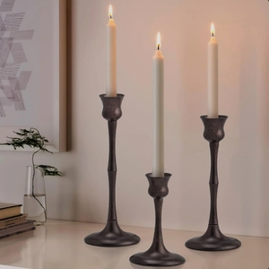 Wholesale Handmade Eco-Friendly Hammered Bronze Metal Taper Candle Holder Set <b>Tall</b> Candlestick Stands <b>Table</b> Centerpiece Wedding - Product Image 1