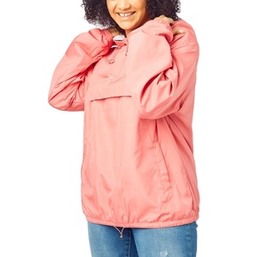 Vestes coupe-vent pour femmes, respirantes, à capuche, pull-over à fermeture éclair quart de tour, veste décontractée pour l'extérieur, couleur corail unie - Product Image 4