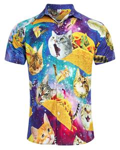 Camisa Casual de Algodón para Hombre, Manga Corta, Estampado Tropical Hawaiano, con Botones, para Playa, Verano, Colorida, Floral - Product Image 1