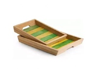 Plateau de service en bois décoratif à motifs artistiques, fait main, bois naturel de qualité supérieure, qualité commerciale, durable, respectueux de l'environnement, EPCH