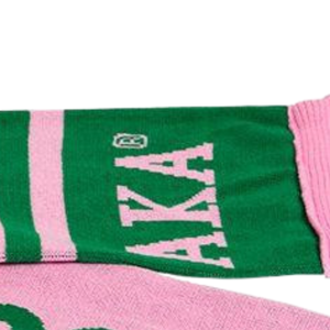Écharpe en tricot AKA rose et verte, douce et tissée, avec franges, accessoires d'hiver pour sororité grecque, vêtements pour temps froid - Product Image 3