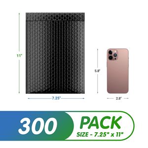 Sobres de Polietileno Negro con Burbujas Autosellables de 7.25 x 11 Pulgadas, Paquete de 300, Sobres de Envío Duraderos con Sellado Electrónico - Product Image 2