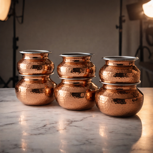 Luxury Polished Copper Eco-Friendly Serving Bowls Set 3 Kitchenware Stackable <b>Pots</b> Decorative Tableware Home Hotel Restaurant - Product Image 1