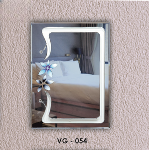 Espejo con Diseño Elegante sin Marco y Ranura en V, Bordes Biselados, Decoración Artística para Pared - Product Image 1