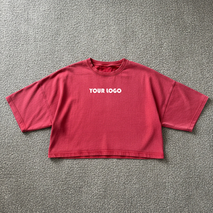 Nueva Llegada, Camisetas Cortas de Algodón con Estampado Personalizado, Estilo Vintage, Holgadas, para Mujer, Camisetas Cortas Lavadas y Cepilladas - Product Image 2