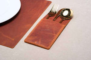 Leather Placemats for Restaurant Dining <b>Table</b> Heavy Duty Smell Proof Heat Resistant Waterproof Washable Non Slip OEM LPMR-0032B - Product Image 4