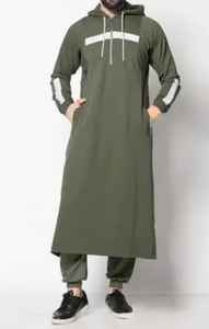 Thobe Abaya élégant en coton pour homme, longueur au sol, pour la prière du Ramadan et les soirées - Product Image 5