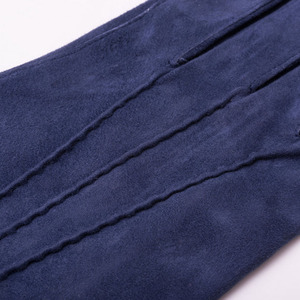 Gants en peau de mouton bleus pour femmes, thermiques, doux, à doigts complets, doublure hiver, classiques, élégants, avec bouton-pression au poignet, pour l'extérieur et les fêtes - Product Image 2