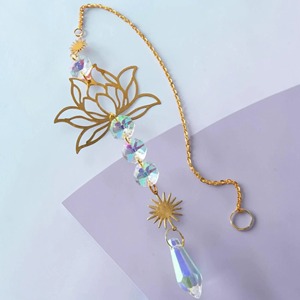 Lotus Shape Metal And Crystal Catcher Sun Catcher For Home Garden <b>Window</b> Decor Elegant Spiritual <b>Light</b> Catching Art Gift Item - Product Image 4