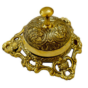 Cloche de table en laiton gaufré, décorative pour bureau et hôtel, objet de collection, en laiton massif, style floral, cloche de service de bureau - Product Image 6