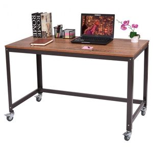 Piano in legno e struttura in metallo rotolamento scrivania del Computer portatile tavolo per uso ufficio - Product Image 1