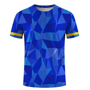 T-shirt à manches courtes pour homme, motif géométrique, col rond, coupe classique, respirant, en polyester tricoté, style décontracté, imprimé vert et jaune - Product Image 2