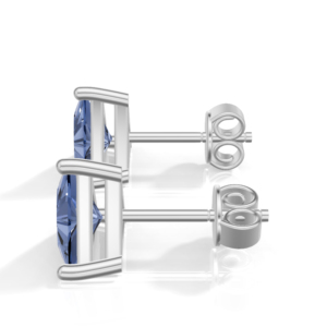 Silver Plated Sterling Silver Trillion Cut <b>Blue</b> <b>Sapphire</b> Stud <b>Earrings</b> Classic Women's Jewelry Heerani Jewels Water Triangle - Product Image 4