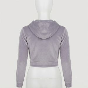 เสื้อฮู้ดดี้ผ้ากำมะหยี่สำหรับผู้หญิง Reddito Sports ผลิตจากผ้าฝ้าย 100% แขนยาว ความยาวสั้น สีพื้น แห้งเร็ว ระบายอากาศได้ดี สไตล์ไฮสตรีท - Product Image 3