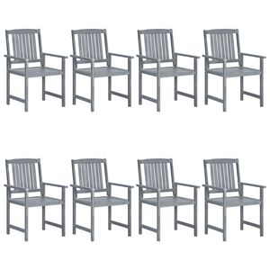 Juego de 8 Sillas de Jardín de Madera de Acacia Gris Sólida, Muebles de Patio 100% Poliéster - Product Image 3