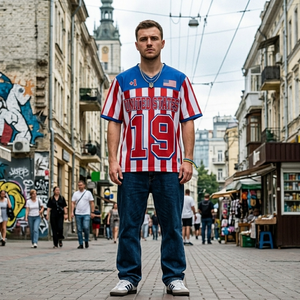 Maillot de basket-ball des États-Unis d'Amérique, col en V, manches courtes, maille sublimée en polyester respirant, anti-transpiration, unisexe, adulte - Product Image 2