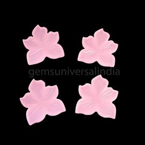 จี้หินแคลเซโดนีสีชมพูธรรมชาติรูปดอกไม้แกะสลัก ขนาด 18x20 มม. เม็ดหินหลวมสำหรับทำจี้เครื่องประดับ ขายส่งจำนวนมาก - Product Image 5