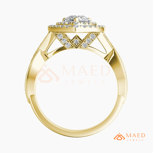 Pear Cut Moissanite Double Halo Engagement <b>Ring</b> Gold Plated <b>Split</b> Shank Pave Band Wedding <b>Ring</b> Luxury Jewelry - Product Image 6