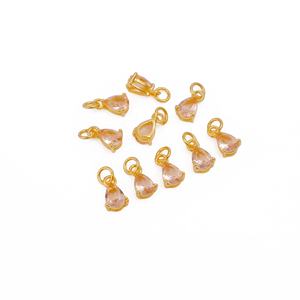 Lágrima morganita cuarzo facetado piedra preciosa chapado en oro latón punta conjunto dijes colgante moda Unisex elegante joyería hecha a mano - Product Image 3