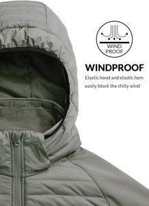 Veste matelassée à capuche pour homme, coupe-vent, rembourrage en polyester, hiver, décontractée, coupe ajustée, col montant, fermeture éclair, couleur unie, OEM - Product Image 5