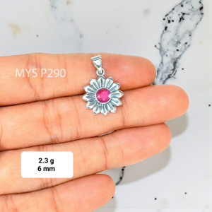 Natural Solid 925 Sterling Silver Fine Pendant With Ruby Gemstone Round Cut Handmade Bezel Setting Gemstone <b>Necklace</b> <b>Birthstone</b> - Product Image 2