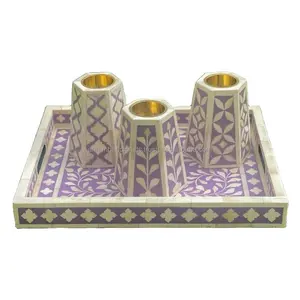 Best Design Bone Inlay Bakhoor Incense Burner with Tray Mother of Pearl Burner Bakhoor from Indian Supplier by LUXURY CRAFTS