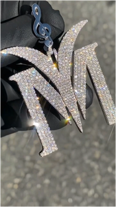 CONCEPTION Nuevo Diseño, Colgante de Plata de Ley 925 con Inicial, Estilo Hip Hop, Colgante de Letra con Diamante Sintético en Oro Blanco, Joyería Fina - Product Image 6