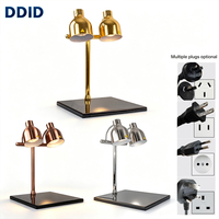 Matériel de cuisine commercial pour hôtel et restaurant, base en marbre noir, finition dorée en acier inoxydable, lampe chauffante pour aliments, chauffe-plats pour buffet