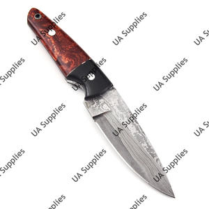 Couteau de chasse et de survie professionnel à lame fixe en acier de Damas forgé à la main, pointe tombante, pour bushcraft, camping, chasse, bricolage, faible MOQ - Product Image 2