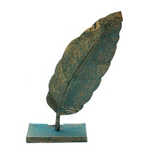 Dessus de table en fer fait à la main avec finition oxydée en or personnalisé avec motif de feuille pour la décoration de salon Table en métal avec base - Product Image 1