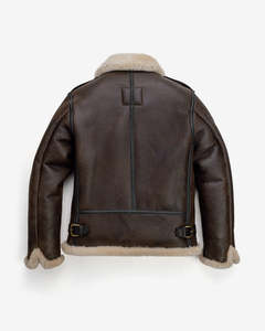 Fashion <b>Men's</b> Brown Genuine Leather <b>Aviator</b> <b>Jacket</b> With Fur Lining Zipper Closure Winter Moto Biker Style - Product Image 2