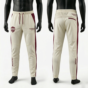 Pantalones de Cricket para Hombre, Tela Elástica de Poliéster Premium, Transpirables, Sensación Suave, Color Gris con Paneles Verdes en Contraste, Logotipo Personalizado Impreso - Product Image 3