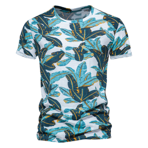 Camisetas Hawaianas 100% Algodón para Hombre, Manga Corta, Cuello Redondo, Camisetas Casuales de Moda para Hombre, Estampado Floral, Ropa de Verano para Hombre - Product Image 6