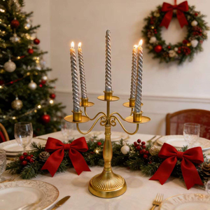 Candelabro de Hierro Vintage con Brazos Curvos Mate, Base Acanalada, para 3/5 Velas Cónicas, Ideal para Mesa de Comedor, Decoración del Hogar y Fiestas - Product Image 5