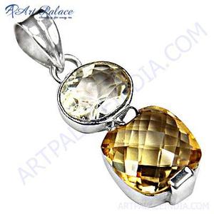 Art Palace - Pendentif classique en forme de cœur en cristal de citrine plaqué argent, bijoux unisexe, cadeau - Product Image 3