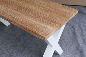 Rectangular <b>Coffee</b> <b>Table</b> Cross Leg Solid Teak Wood Non-Foldable with <b>White</b> Washed Top <b>Table</b> Finish TAB23 Model - Product Image 5