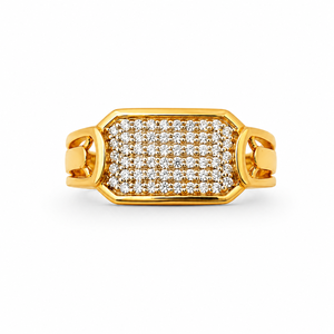 18ct Yellow Gold Diamond Cluster <b>Ring</b> for <b>Men</b> Luxury Geometric Statement Band Polished Finish Wedding Party Daily Wear Gift Jewe - Product Image 1