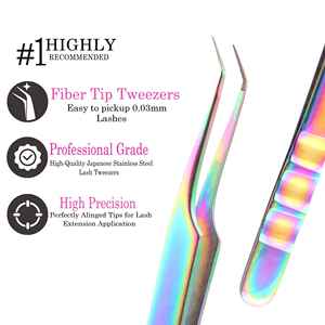 Pinces à épiler à pointe en fibre pour cils individuels classiques et volume, pinces à cils en acier inoxydable 12 cm, légères et faites à la main - Product Image 3