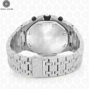 Montre de luxe pour homme Charm Jewels en acier inoxydable, chronographe mécanique analogique, boîtier avec bouton poussoir, fermoir caché, bracelet de 20 mm, cadran de 40 mm - Product Image 2