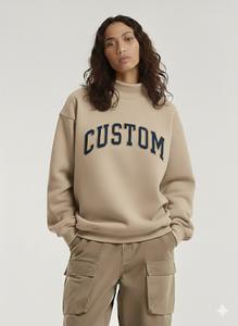 Sweat-shirt long surdimensionné pour femme, col montant, personnalisé, brodé, en polaire d'hiver, de haute qualité, épais et respirant - Product Image 3