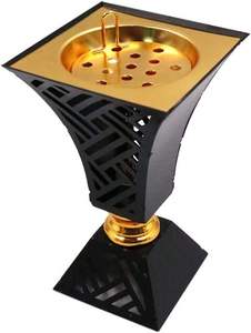 Metal Mabkhara Geometric Cutout Pedestal Design Bulk Saudi Arabian <b>Bakhoor</b> Burner Premium Majlis <b>Oud</b> Dakhoon Holder - Product Image 1