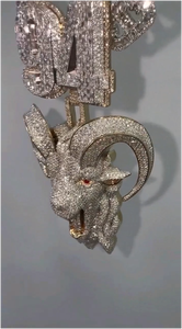 จี้ห้อยคอรูปหัวแพะ 3 มิติ สไตล์ฮิปฮอป ประดับเพชรโมอิสซาไนต์ ชุบทองคำแท้ S925 ผ่านการทดสอบเพชร ได้รับการรับรองจาก CONCEPTION GRA  แบบสั่งทำพิเศษ - Product Image 5