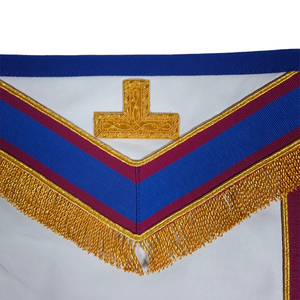 Tablier maçonnique Mark Grand Undress bleu roi avec bordure rouge et couronne de lauriers brodée or, pour assistant - Product Image 3