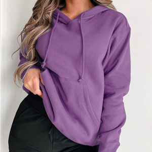 Women's Casual Plus Size Winter Wear Custom Size Full-length Hoodie Front Logo 100% Cotton Fleece Anti-Pilling Best Quality Made - Product Image 3