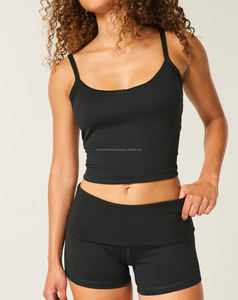 Shorts Deportivos de Verano para Mujer, Cintura Alta Elástica, Transpirables, de Secado Rápido, Tela Oxford, Spandex/Poliéster, Diseño Liso - Product Image 4