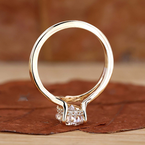 Pear Cut Solitaire Engagement <b>Ring</b> Gold Plated <b>Split</b> Shank Diamond IGI/ Certification Elegant Minimalist Luxury Style for - Product Image 4