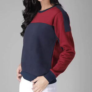 เสื้อสเวตเชิ้ตคอกลมสีบล็อกสำหรับผู้หญิง แขนยาว ผ้าฝ้ายถัก สวมใส่สบายๆ ในฤดูใบไม้ร่วง - Product Image 5