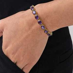 Handmade African Amethyst <b>Charm</b> <b>Bracelet</b> 925 Sterling <b>Silver</b> Rhodium Plated Adjustable Luxury GIA Certified Unisex Jewelry - Product Image 4